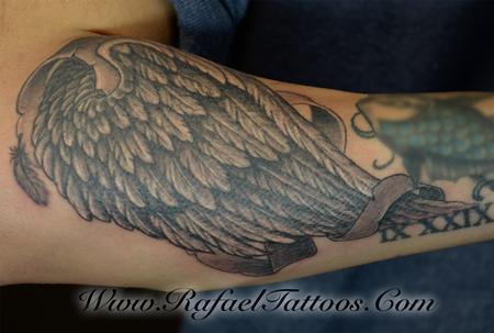 Tattoos - Black and Grey wing on Forearm - 111487